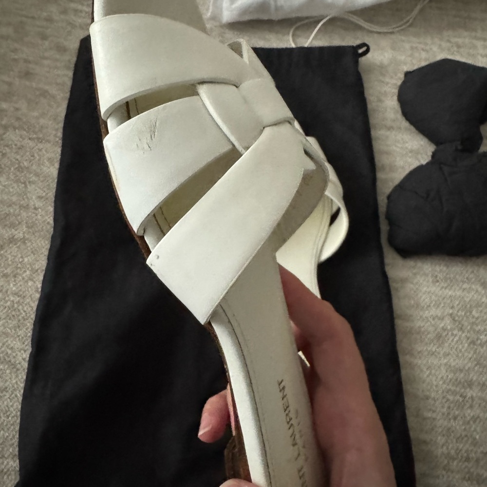 COPY - Saint Laurent White Sandals with Woven Design - Picture 4 of 7